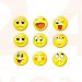 Koelkastmagneten smileys set, 9 stuks. 3 cm doorsnee.