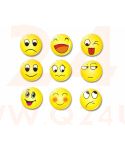 Koelkastmagneten smileys set, 9 stuks. 3 cm doorsnee.